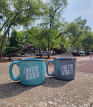 Load image into Gallery viewer, teal and gray campfire mug ceramic chattanooga souvenirs gift