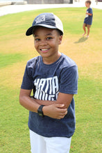 Cargar imagen en el visor de la galería, Chattanooga T-shirt  heather blue downtown youth outside with kids
